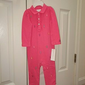 Ralph Lauren 9 Mo Preppy Pink Pique Body Suit